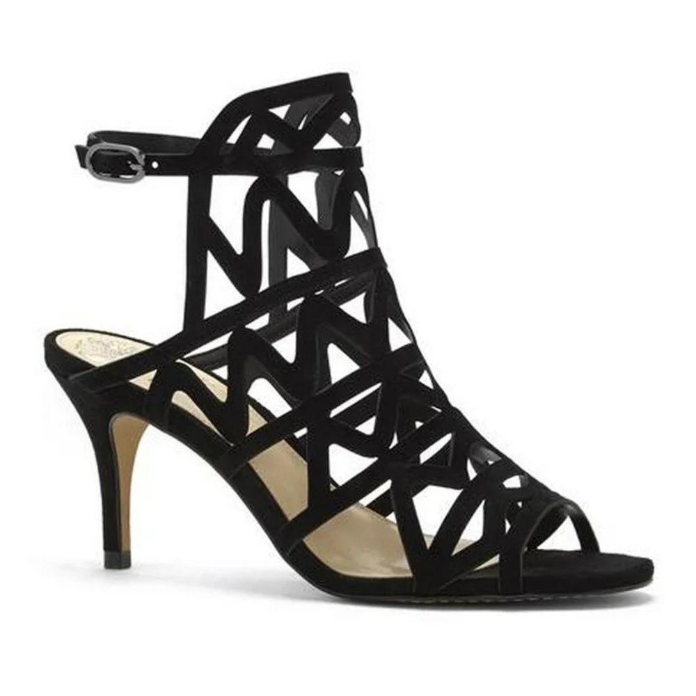 New in box Vince Camuto prisintha black true suede strappy sandal